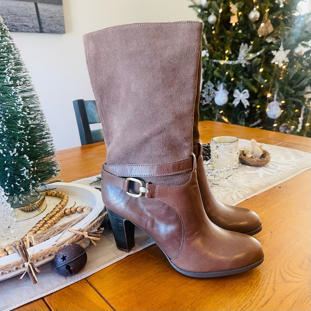 LIKE NEW CIRCA JOAN AND DAVID Xenobia Leather Suede Wrap Buckled Heeled … - Picture 15 of 15